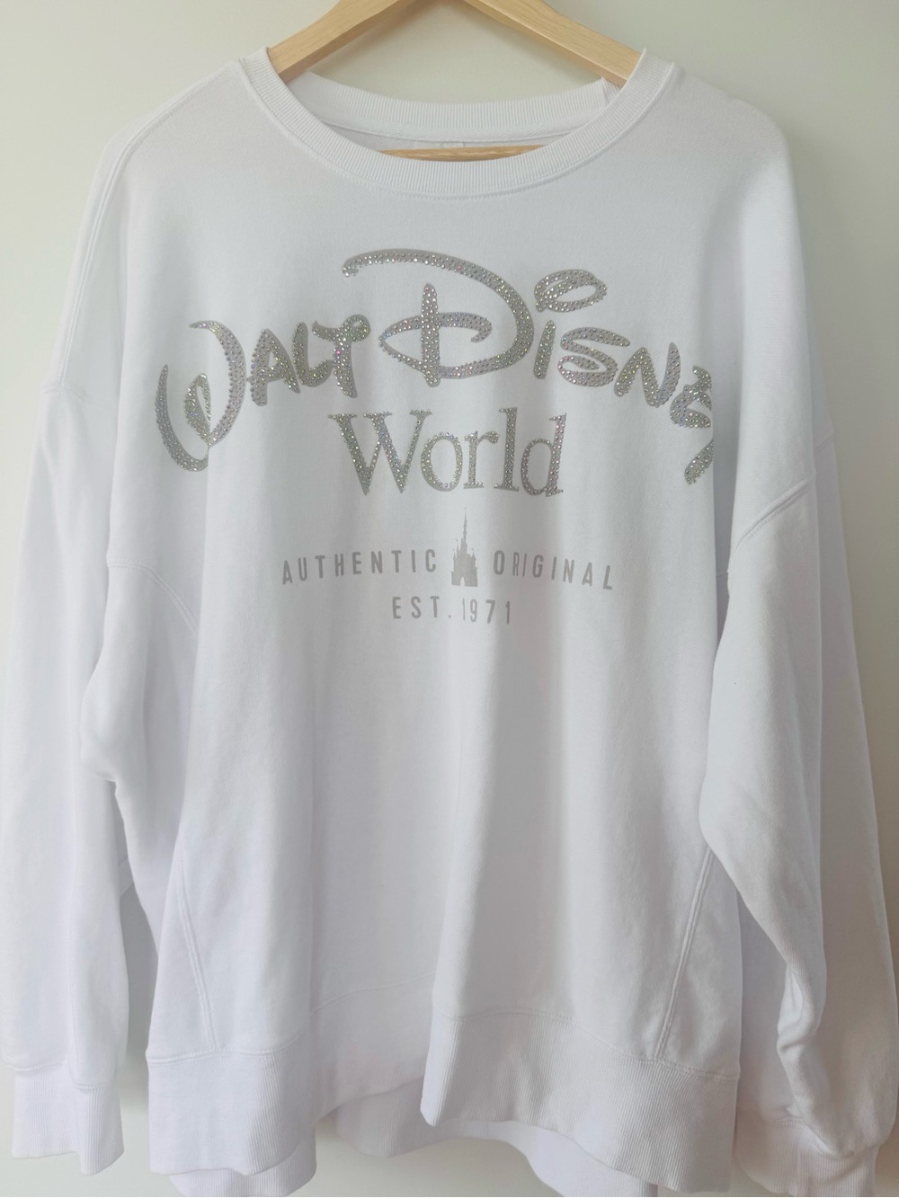 Disney Parks Walt Disney World Rhinestone White Sweatshirt XL Authentic 1971